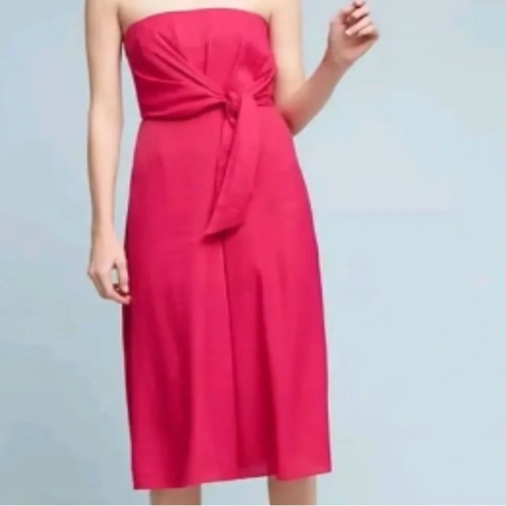 Anthropologie Maeve Palazzo Capri Tie Waist Strapless Romper - Picture 3 of 6